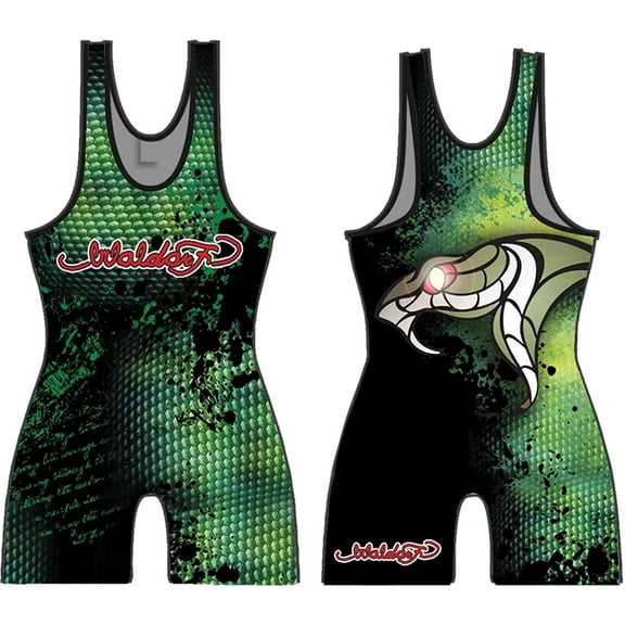 Woldorf USA Wrestling Singlet, Green Snake Digital Sublimation, Martial Arts, Grappling Singlets, Kickboxing, Muay Thai Training Singlets