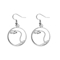 thumbnail image 1 of Plug Line Hand-drawing Paint Ear Dangle Silver Drop Earring Jewelry Woman, 1 of 3