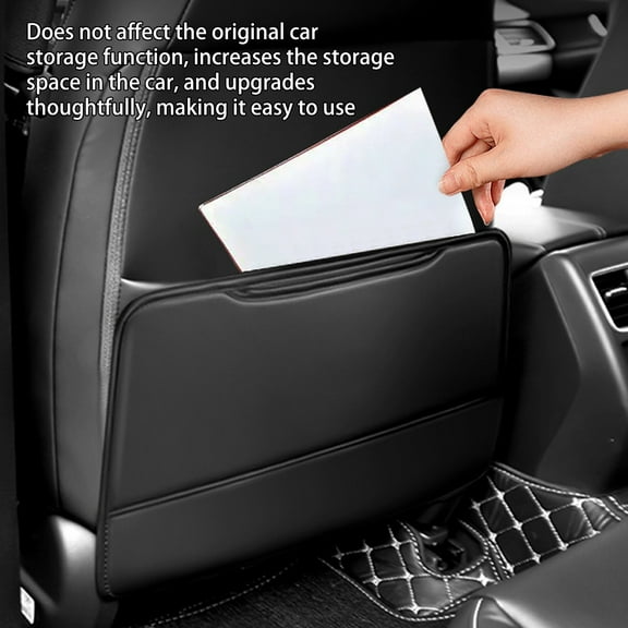 Car Kick Mats, Leather Back Seat Protector with Storage Bag, Waterproof Automotive Backseat Cover Pad Prevent Kids Dirt Mud and Scratch, Interior Car Accessories