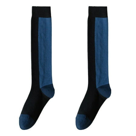 

Women Cotton Knee High Socks Vintage Contrast Color Striped High Tube Stockings