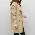 thumbnail image 6 of Fnooota Women's Peacoats, Mid Length Buttons Lapel Collar Wool Fall Outerwear Khaki Size M, 6 of 9