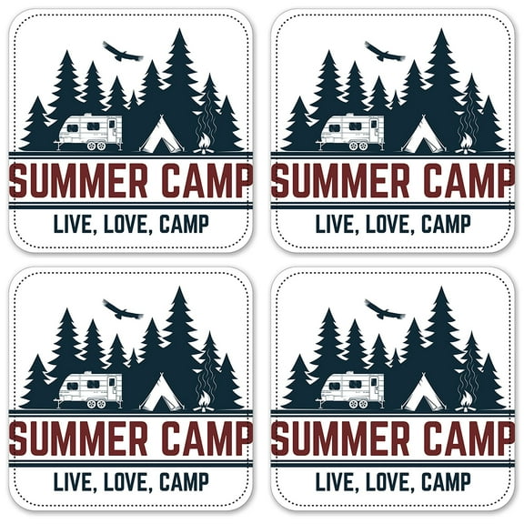 Vinyl Drink Coasters - Set of 4 - Live, Love, Camp