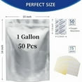 thumbnail image 2 of 50 Bolsas Mylar con Absorbentes de Oxígeno para Almacenamiento de Alimentos, Bolsas de Almacenamiento de Alimentos Mylar Resellables de 1 Galón para Embalaje, Bolsas de Pie a Prueba de Olores con Cierre, 2 of 7