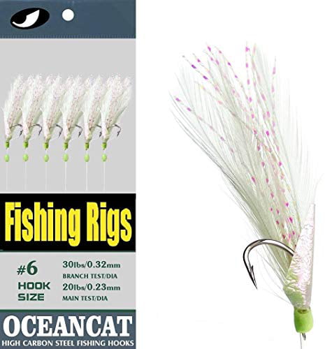 OCEAN CAT 5/10/25/50/100 Packs 6 Hook/Set Sabiki Rainbow Skin Silk String Hook Fishing Lure Saltwater Freshwater Bait Rig Tackle 5#6#7#8#9#10# 