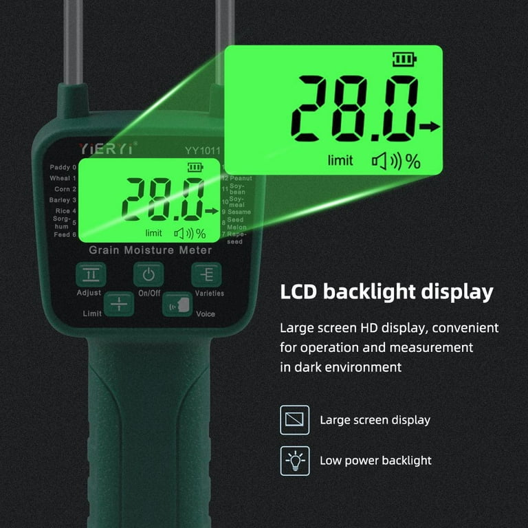 Hay Moisture Meter, 5% to 30% Digital LCD Grain Moisture Meter 41cm Smart Sensor Use Probe Humidity Tester Portable Water Content Analyzer for