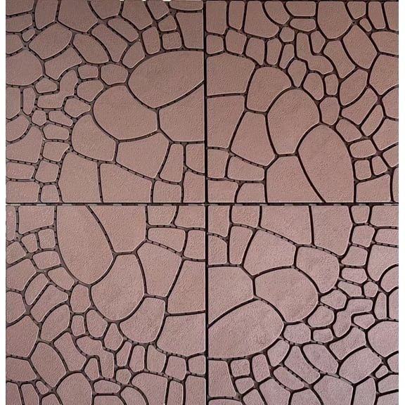 44 PCS Stone Texture 12" Patio Deck Tiles Brown DIY Interlocking Decking Floor Tiles Easy Quick Installation for Porch Poolside Balcony Backyard Indoor Outdoor