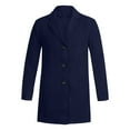 thumbnail image 3 of QHFBli Mens Long Trench Coat Men's Autumn Winter Slim Fit Long Sleeve Trench Coat Button Front Suit Jacket Top Navy S, 3 of 4