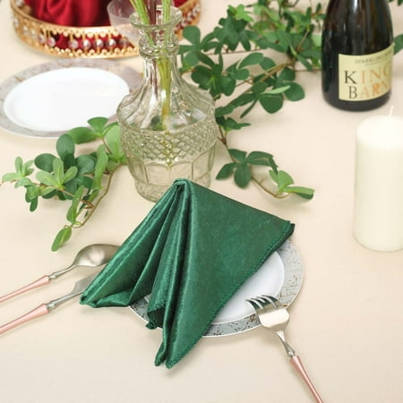 5 Pack | Hunter Emerald Green Premium Sheen Finish Velvet Cloth Dinner ...