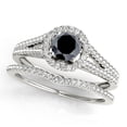 thumbnail image 1 of 1.30 Ct Halo Split Shank Black Diamond Engagement Wedding Ring - 14K Gold, 1 of 9