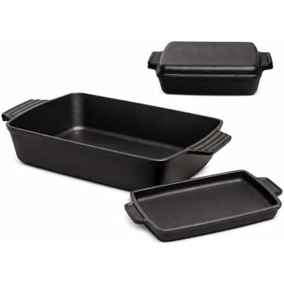 9x15" Casserole Dish-Cast Iron Dutch Oven Roaster with Skillet Lid-2-in-1 Pre-Seasoned Rectangular Baking Pan Skillet Lid (6 QT)$$Home Decor, Kitchen, & Other