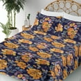 thumbnail image 3 of Ambesonne Flowers Fitted & Flat Sheet with Shams 4 Pcs Set, Floral Watercolor Abstract, King, Indigo Marigold Ceil Blue, 3 of 5