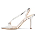 thumbnail image 2 of FSJ Women Graceful Open Toe Stiletto High Heel Sandals Strappy Slingback Slip On Sexy Dance Evening Dress Shoes Size 9 Silver, 2 of 4
