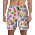 thumbnail image 2 of Picia Pineapple And Leaves pattern Mens Swim Trunks with Compression Liner Stretch Beach Shorts Quick Dry with Zipper Pockets No-Chafing Board Shorts-, 2 of 9