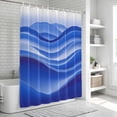 thumbnail image 6 of Blue Striped Shower Curtain, Waterproof Shower Curtains for Bathroom, Modern Abstract Art Wave Moire Gradient Washable Fabric Bathtub Curtain Set Bath Decor with 12 Hooks Standard 72"x72", 6 of 8