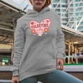 thumbnail image 2 of Retro Valentine Vibes with Flowers & Lady Bug, Valentine's Day Gift, Heather Grey Hooded Sweatshirt or Hoodie, XL, 2 of 5