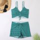 thumbnail image 4 of Traje de baño con pliegues de ángulo plano conservador para mujer informal con estilo Bikini cómodo hueco con estampado OAVQHLG3B Store  lin121212, 4 of 4