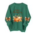 thumbnail image 4 of VKOYWKM Women's Happy Thanksgiving Sweatshirt Funny Letter Pumpkin Print Long Sleeve Crewneck Fall Pullover Tops, 4 of 5