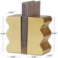 thumbnail image 3 of DecMode 4" Wave Inspired Gold Aluminum Bookends (Set of 2), 3 of 8