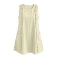 thumbnail image 5 of Dvprdro Womens Casual Summer Mini Dress Crewneck Sleeveless Ruffle Detail Side Pockets Shift A Line Dress Solid, 5 of 8