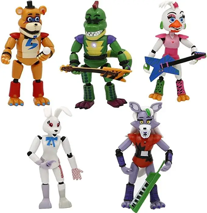 Five Nights at Freddy’s Action Figure Set – Robot Animal Figures – Set of 5 Collectible Action Toys with Instruments