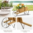 thumbnail image 2 of SOPTY Wooden Wagon Planter, Small Wheelbarrow Wagon Flower, Indoor & Outdoor Raised Bed W/ 9 Magnetic Accessories, Wheel, 2 Handle, Wood Flower Cart Planter for Garden Backyard Holiday-Walnut, 2 of 9