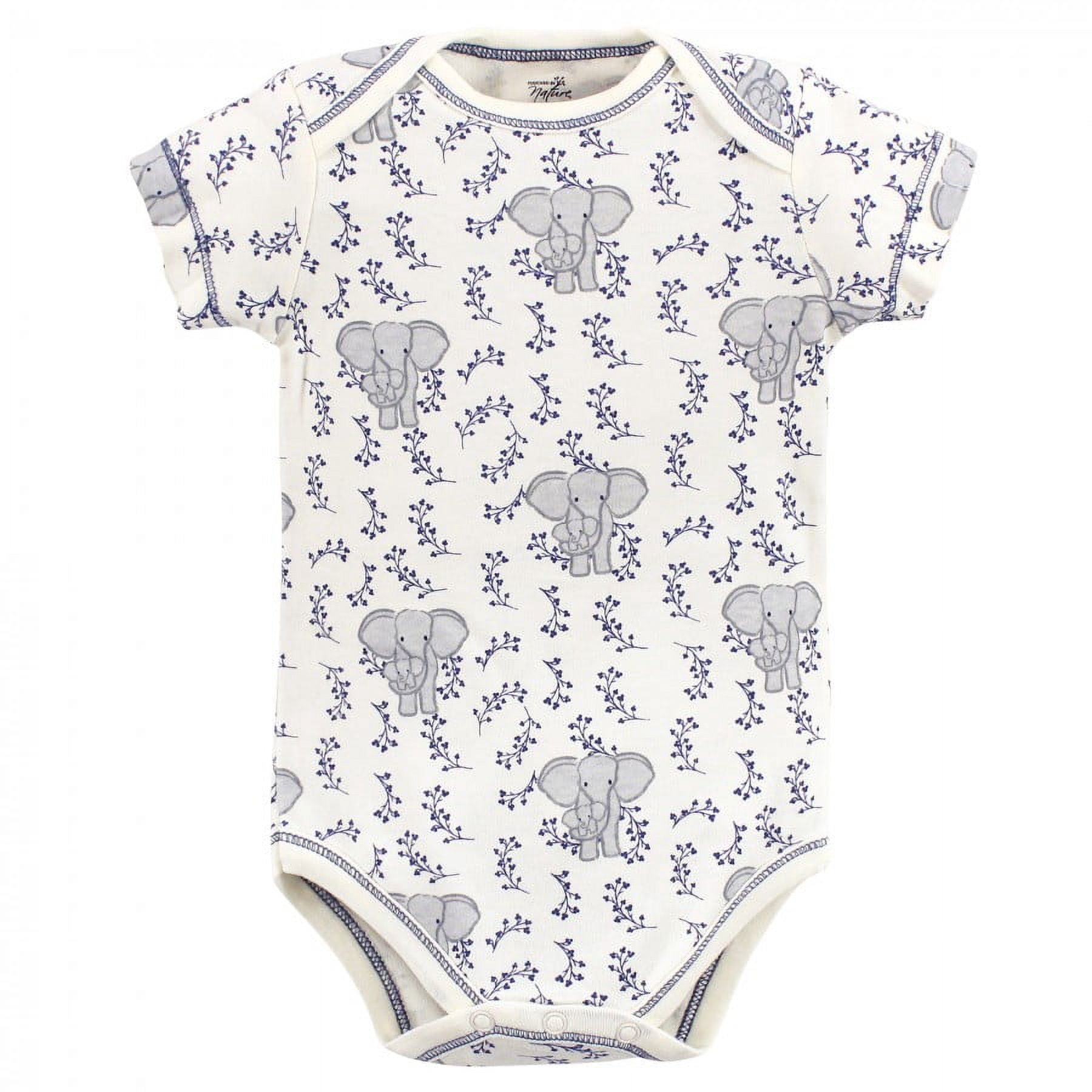 Touched by Nature Baby Boy Organic Cotton Bodysuits 5pk, Elephant, 18-24 Months