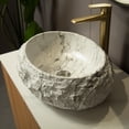 thumbnail image 2 of Modern Bathroom Vanity Luna 20'' Bathroom Sink, Irregular Oval Resin Vessel Basin with Stone Pattern, Artistic Style Sink, NO Faucet, Ivory,Wooden Bathroom Vanity, 2 of 5