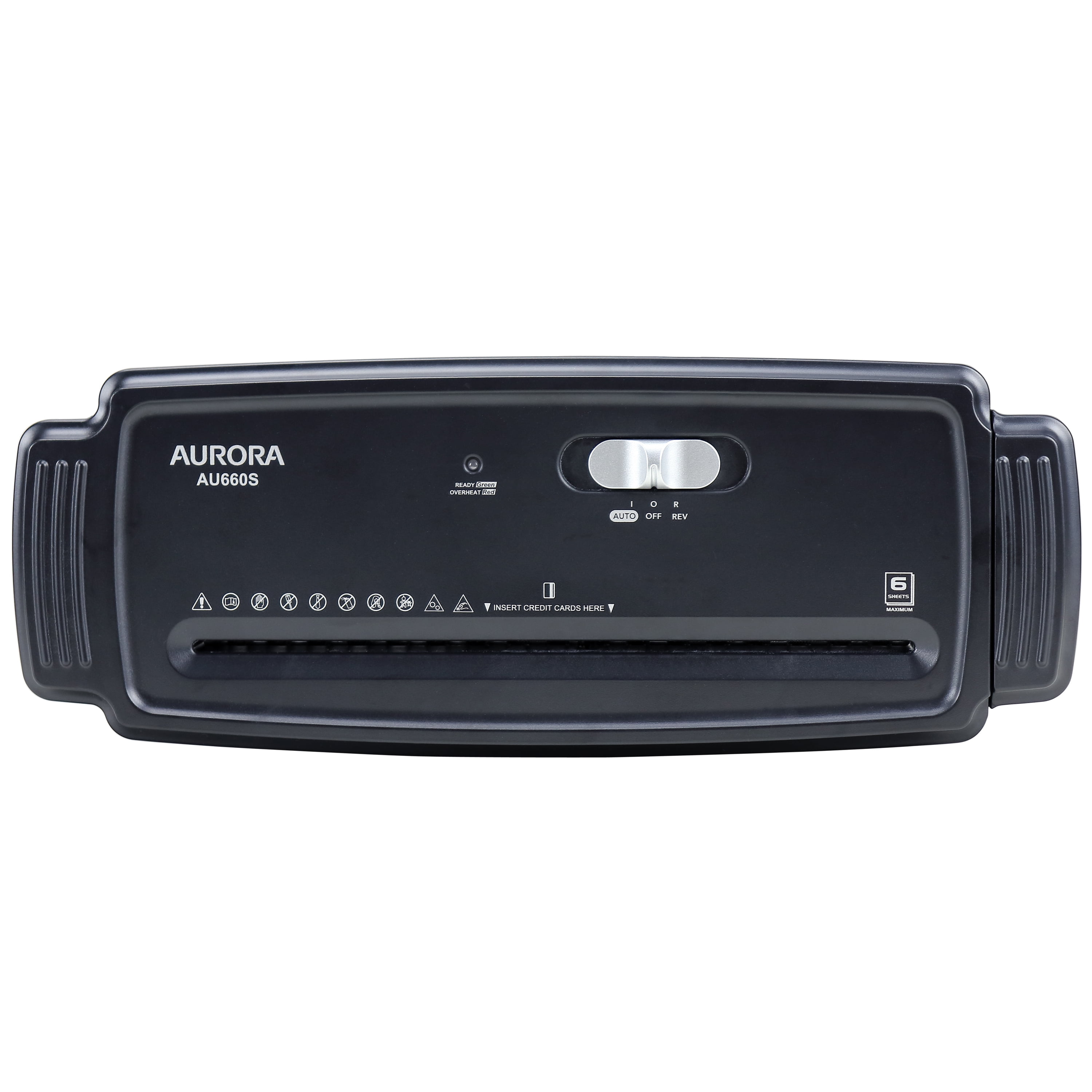 Aurora AU660S 6-Sheet Strip Cut Paper / Credit Card Shredder Without Wastebasket, Portable with Extendable Arm