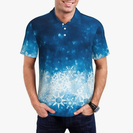 Gaeub Blue Glitter Sparkles Print Men s Polo Shirts Short Sleeve Golf Performance Shirts Stretchy Golf Shirts Casual Summer Beach Shirts-4X-Large