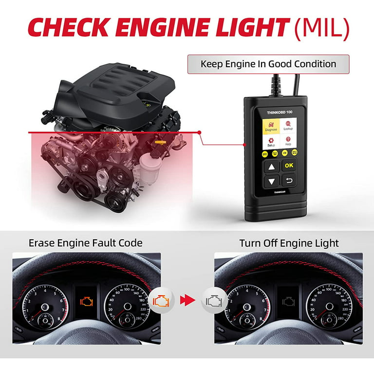 THINKCAR THINKOBD 100 - OBD2 Scanner Engine Fault Code Reader with Full  OBD2 Functions