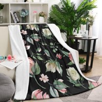 Pioneer Flower Blanket,Comfortable Soft Flannel Throw Blanket,All Season,Warm Lightweight Blankets for Sofa Bed Couch Living Room Chair,60"x80"(150x200cm)