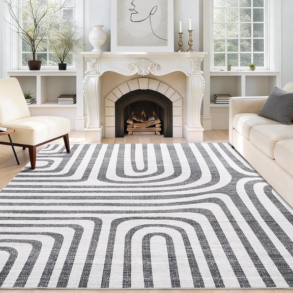 Modern Abstract Area Rugs,Washable Area Rugs,Non-Slip Low-Pile Soft Carpet for Living Room, Bedroom & Dining Room