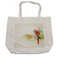 thumbnail image 1 of Parrot Shopping Bag, Summer Background with Floral Ornaments and Wise Smart Parrot on Tree Branch, Eco-Friendly Reusable Bag for Groceries Beach and More, 15.5" X 14.5", Cream, by Ambesonne, 1 of 2