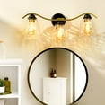 thumbnail image 3 of Teamson Home Heidi Dimmable 3-Light Bathroom Vanity Light, Black/Brass, 3 of 10