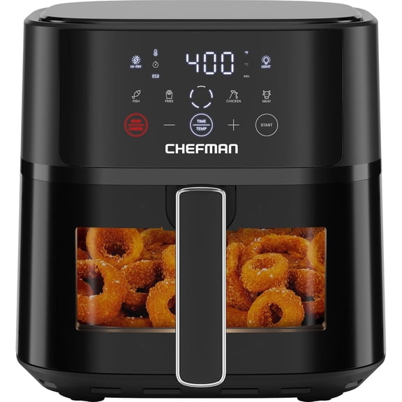 6 Quart Compact Air Fryer with Hi-Fry Technology Easy-View Window Touch Controls and 4 Presets