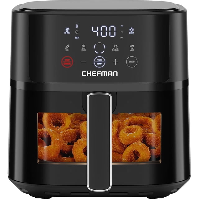 ZJQYDS Air Fryer – 6 QT Compact Airfryer for Quick & Easy Meals, Features Hi-Fry Technology for Extra Crisp, Easy-View Window, Touch Controls with 4 Presets, Nonstick & Dishwasher Safe Basket - Black