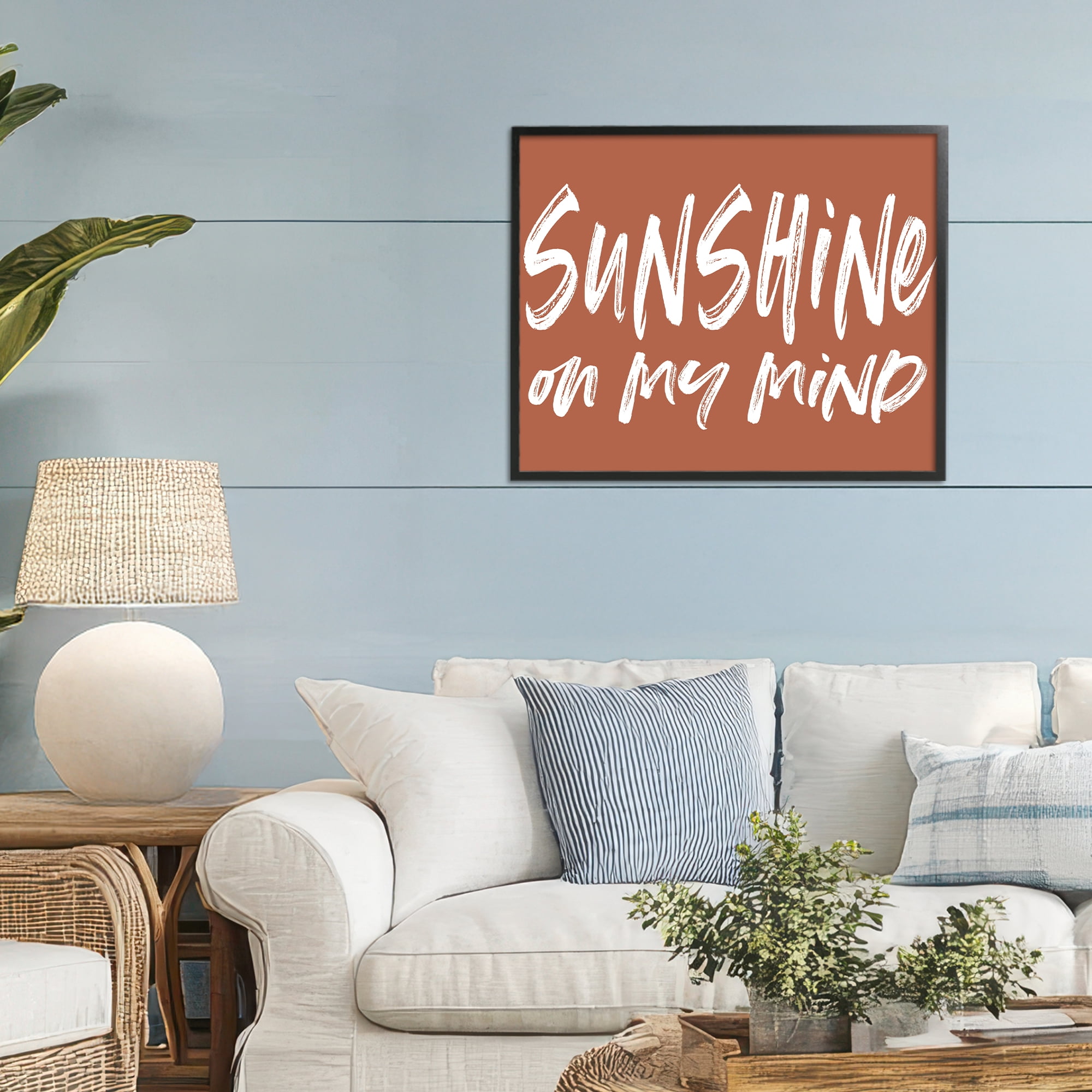 Sunshine State Of Mind Brown Black Framed Giclee Art, design by Lettered and Lined