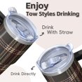 thumbnail image 4 of 20oz Coffee Mug with Handle, Geometric Texture Stainless Steel Double Wall Insulated Travel Tumbler Leak-Proof, 4 of 5