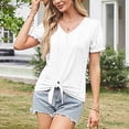 thumbnail image 4 of Raeneomay Tunic Tops for Women Women's Solid V-Neck Short Sleeved Solid Color T-Shirt Court Lock Top Short Sleeved V-Neck Top Short Sleeved V-Neck Top/Shirt, 4 of 5