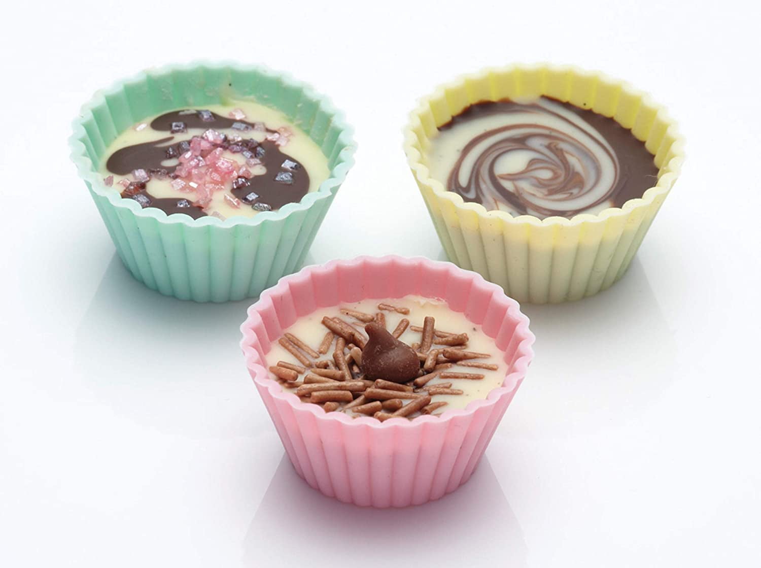 Magik 36 PCS Reusable Non-stick Silicone Mini Baking Muffin Cupcake Chocolate Cups Rose