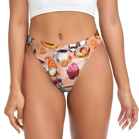 Qokaie Gnomes With Coffee Printed Women s Cotton Thong Underwear  Sexy Breathable Panties G-string-4X-Large