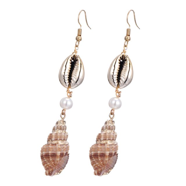 Pya Pendientes De Concha Pendientes De Pendientes De Concha De Concha Para Mujer, 5 Cm Hugo Pendientes colgantes de concha para mujer