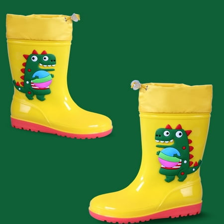

HAXMNOU Classic Children Rainboots Rubber Children Water Shoes Waterproof Rain Boots Kids Kids Cartoon Shoes Yellow