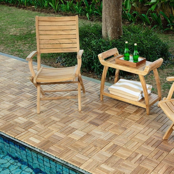 Nordic Teak 30" Natural Shower and Bath Curved Spa Bench with Shelf - Beige