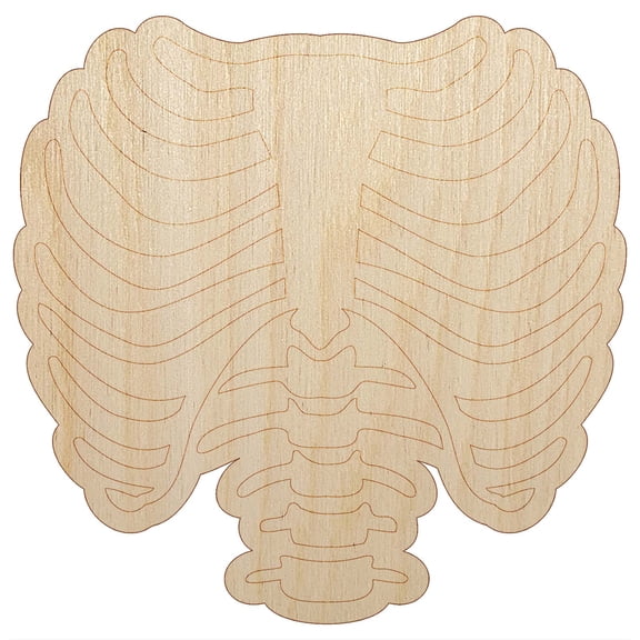 Skeleton Rib Cage Wood Shape Unfinished Piece Cutout Craft DIY Projects - 4.70 Inch Size - 1/8 Inch Thick