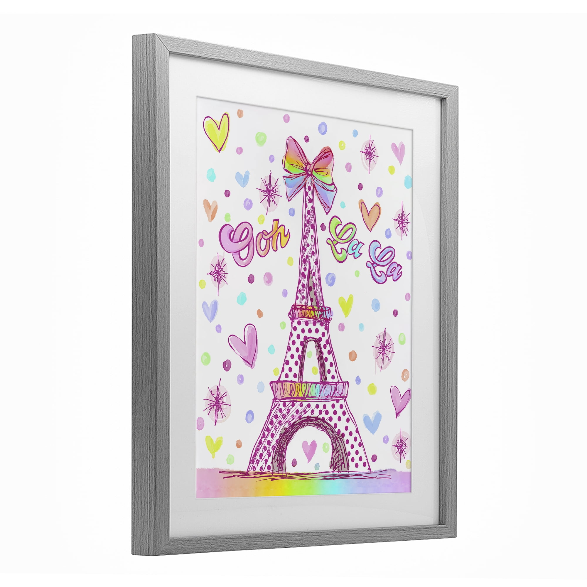 Stupell Industries Bright Pastels Eiffel Tower Gray Framed Print Under Glass, design by Jess Stempel
