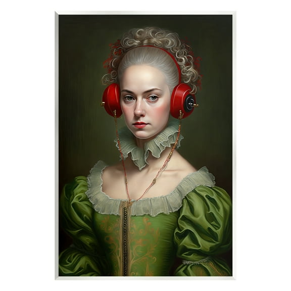 Stupell Industries Classic Portrait with Headphones Beauty & Fashion Painting Unframed Art Print Wall Art, 10 x 15