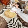 thumbnail image 5 of Manfei Boho Sun and Leaf Twin Bedding, Mid Century Geometric Bedding Comforter Set, Brown and Beige, Reversible 7pcs, 5 of 6