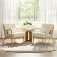 thumbnail image 3 of Renwick Corduroy Accent Armchair with Solid Wood Legs, Beige, 3 of 9