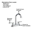 thumbnail image 2 of Llave Mezcladora Baño Lavabo Alfa  Cromado de Acero Inoxidable Manerales Piruli, 2 of 3